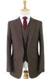 BROWN BIRDSEYE WORSTED 3 PIECE SUIT