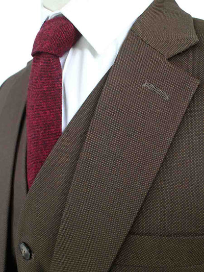 BDtailormade BROWN BIRDSEYE WORSTED 3 PIECE SUIT - BDtailormade Worsted Suittweedmaker hockerty menstweedsuit
