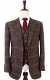 BDtailormade BROWN OVERCHECK PLAID TWEED 2 PIECE SUIT - BDtailormade TWEED SUITStweedmaker hockerty menstweedsuit