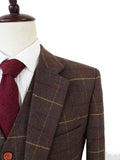 BDtailormade BROWN OVERCHECK PLAID TWEED 2 PIECE SUIT - BDtailormade TWEED SUITStweedmaker hockerty menstweedsuit