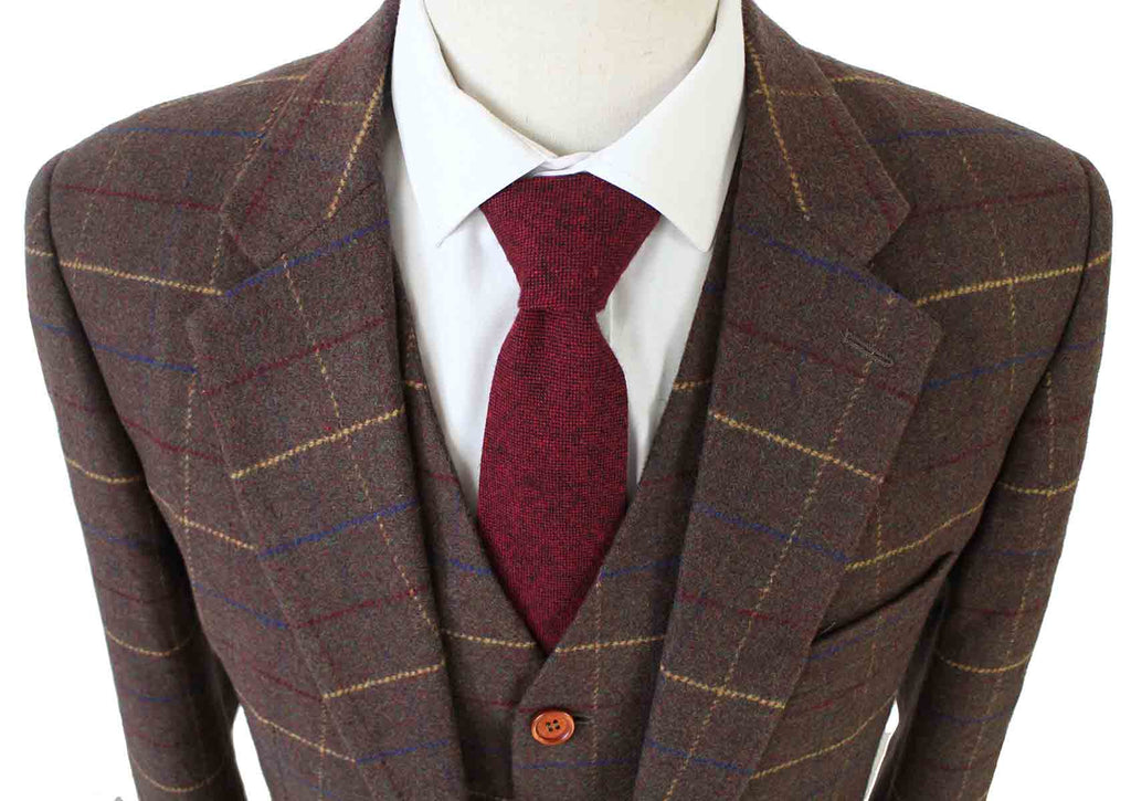BDtailormade BROWN OVERCHECK PLAID TWEED 2 PIECE SUIT - BDtailormade TWEED SUITStweedmaker hockerty menstweedsuit