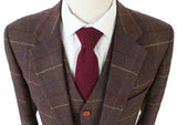 BDtailormade BROWN OVERCHECK PLAID TWEED 2 PIECE SUIT - BDtailormade TWEED SUITStweedmaker hockerty menstweedsuit
