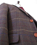 BDtailormade BROWN OVERCHECK PLAID TWEED 2 PIECE SUIT - BDtailormade TWEED SUITStweedmaker hockerty menstweedsuit