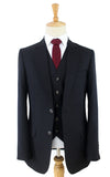 CLASSIC BLACK WORSTED 3 PIECE SUIT