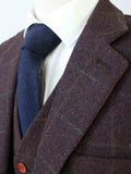 BDtailormade DARK BROWN PLAID TWEED 3 PIECE SUIT - BDtailormade TWEED SUITStweedmaker hockerty menstweedsuit