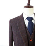 BDtailormade DARK BROWN PLAID TWEED 3 PIECE SUIT - BDtailormade TWEED SUITStweedmaker hockerty menstweedsuit