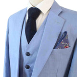 DUSTY BLUE 3 PIECE LINEN SUIT - BDtailormade