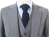 BDtailormade GREY HERRINGBONE WORSTED 3 PIECE SUIT - BDtailormade Worsted Suittweedmaker hockerty menstweedsuit