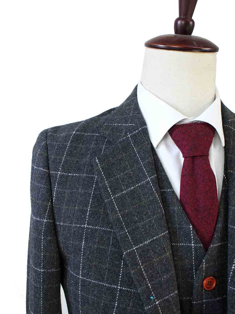 BDtailormade GREY OVERCHECK PLAID TWEED 2 PIECE SUIT - BDtailormade TWEED SUITStweedmaker hockerty menstweedsuit