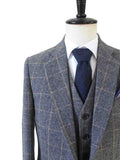 GREY WINDOWPANE CHECK TWEED 3 PIECE SUIT
