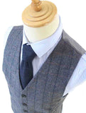 GREY WINDOWPANE HERRINGBONE TWEED 3 PIECE SUIT