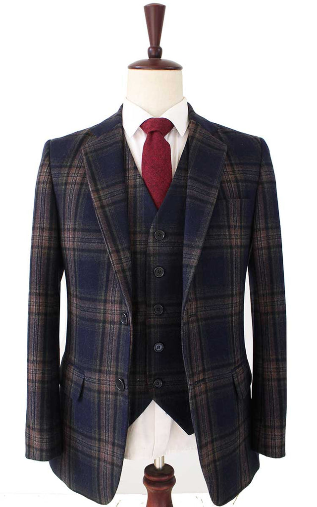 BDtailormade MIDNIGHT BLUE PLAID TWEED 2 PIECE SUIT - BDtailormade TWEED SUITStweedmaker hockerty menstweedsuit