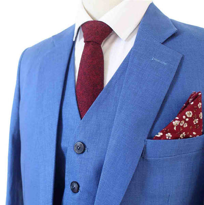 NAVY BLUE 3 PIECE LINEN SUIT - BDtailormade