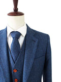 BDtailormade BLUE HERRINGBONE TWEED 3 PIECE SUIT - BDtailormade TWEED SUITStweedmaker hockerty menstweedsuit