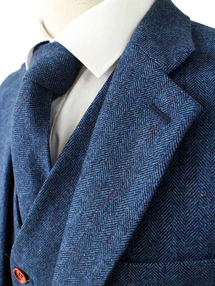 Solovedress Gilet In Tweed E Lana Per Uomo, Doppiopetto, Blu Scuro (Dunkelmarine), Taglie S-XXXL