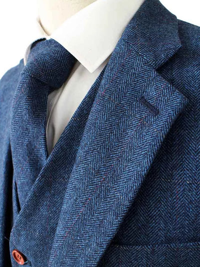 Navy herringbone tweed suit deals