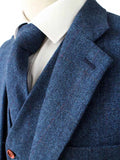 BDtailormade BLUE HERRINGBONE TWEED 3 PIECE SUIT - BDtailormade TWEED SUITStweedmaker hockerty menstweedsuit