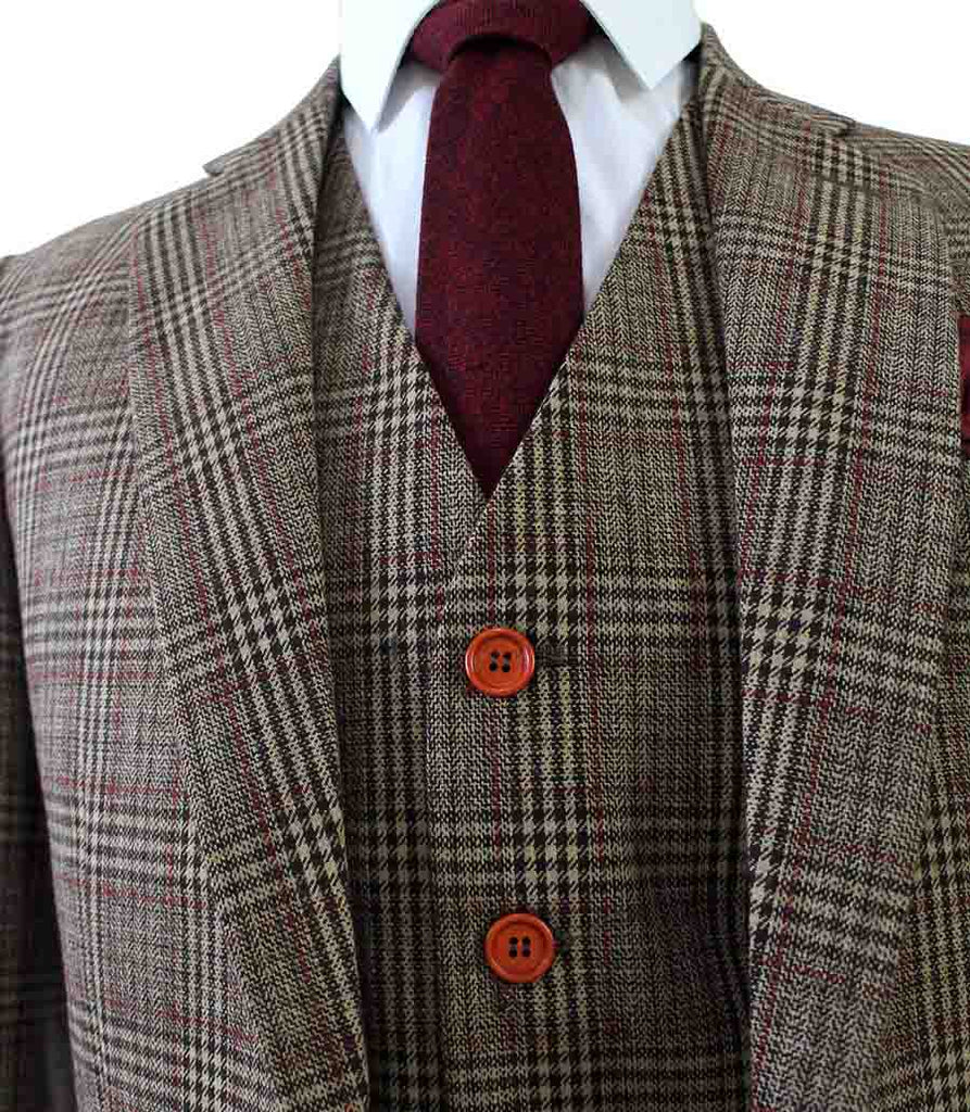 Light Brown Herringbone Tweed 3 Piece Suit - Tweedmaker