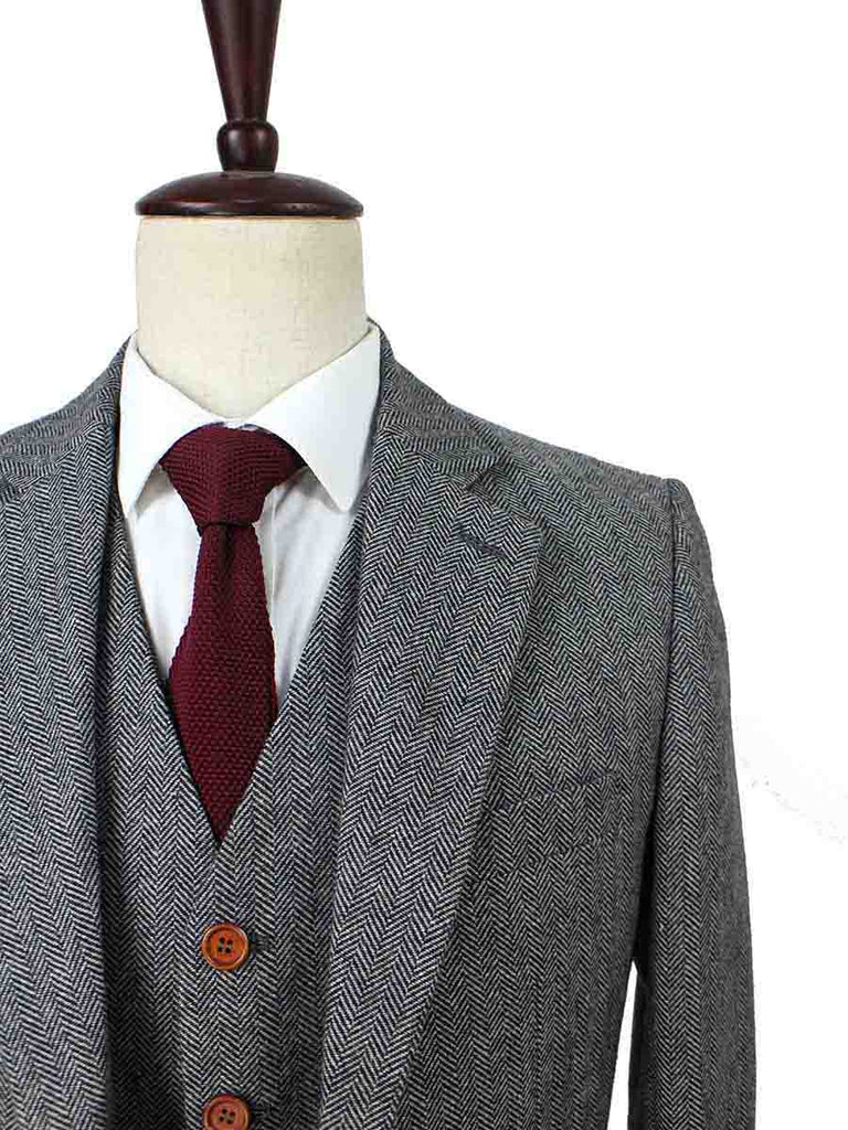 Classic Grey Herringbone Tweed 3-Piece Suit | Made to Measure ...