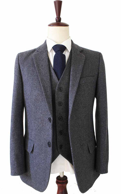 CLASSIC GREY HERRINGBONE TWEED 3 PIECE SUIT BDtailormade