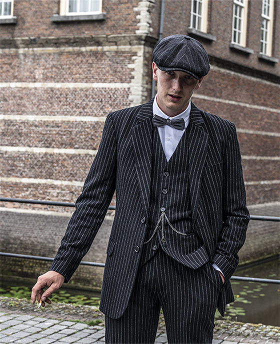 BLACK PINSTRIPE TWEED 3 PIECE SUIT BDtailormade