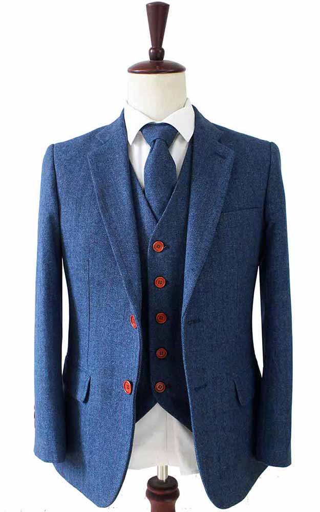 Tuta Uomo Lana Tweed Due File - Verde Per Matrimonio E Occasioni Formali