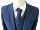 BDtailormade BLUE HERRINGBONE TWEED 3 PIECE SUIT - BDtailormade TWEED SUITStweedmaker hockerty menstweedsuit